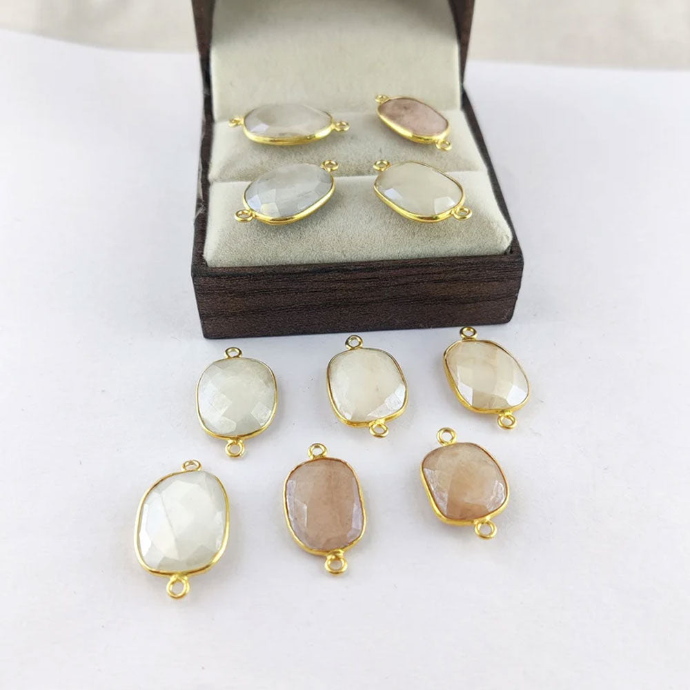 Jewelry Findings Brass Pendant Connector | Rose Quartz Stone