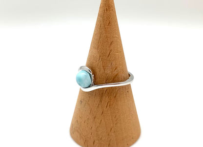 Handmade 925 Sterling Silver Larimar Ring 10MM Round Bezel