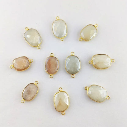 Jewelry Findings Brass Pendant Connector | Rose Quartz Stone