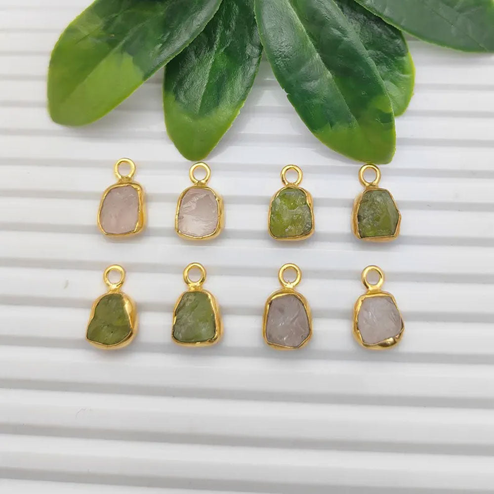 Handmade Raw Gemstone Pendant Peridot & Rose Quartz