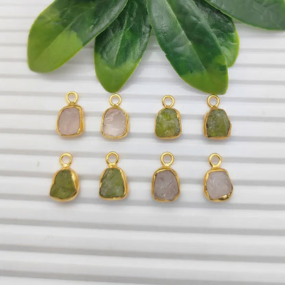 Handmade Raw Gemstone Pendant Peridot & Rose Quartz