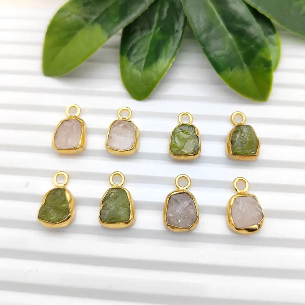 Handmade Raw Gemstone Pendant Peridot & Rose Quartz