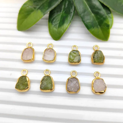 Handmade Raw Gemstone Pendant Peridot & Rose Quartz