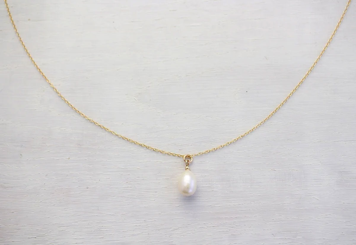 White Pearl Drilled Set Necklace | Handmade Silver Jewelry