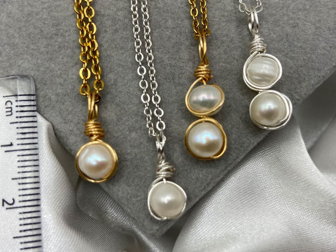 8–10MM White Pearl Bezel Set Handmade Silver Necklace