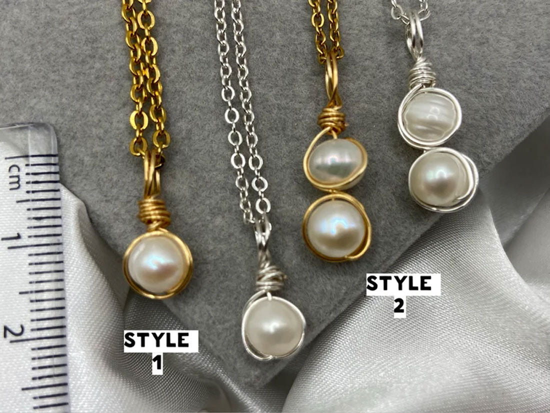 8–10MM White Pearl Bezel Set Handmade Silver Necklace