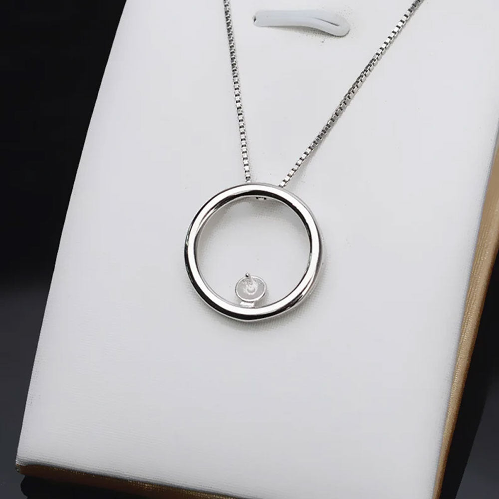 Handmade Silver Pearl Necklace | 8–10MM White Pearl Bezel Set