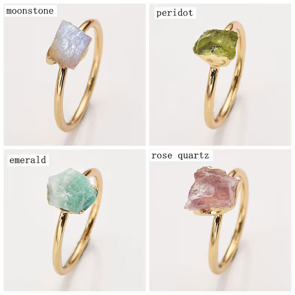 Mix Raw Gemstone Ring 8x10MM | Handmade 925 Sterling Silver