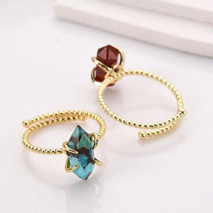 Multi Color Gemstone Double Pointed Ring 5X10MM | 925 Silver