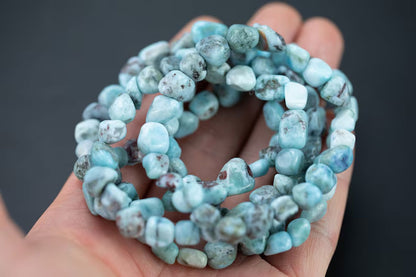 Adjustable Larimar Beads Bracelet | Tumble Multi Shape