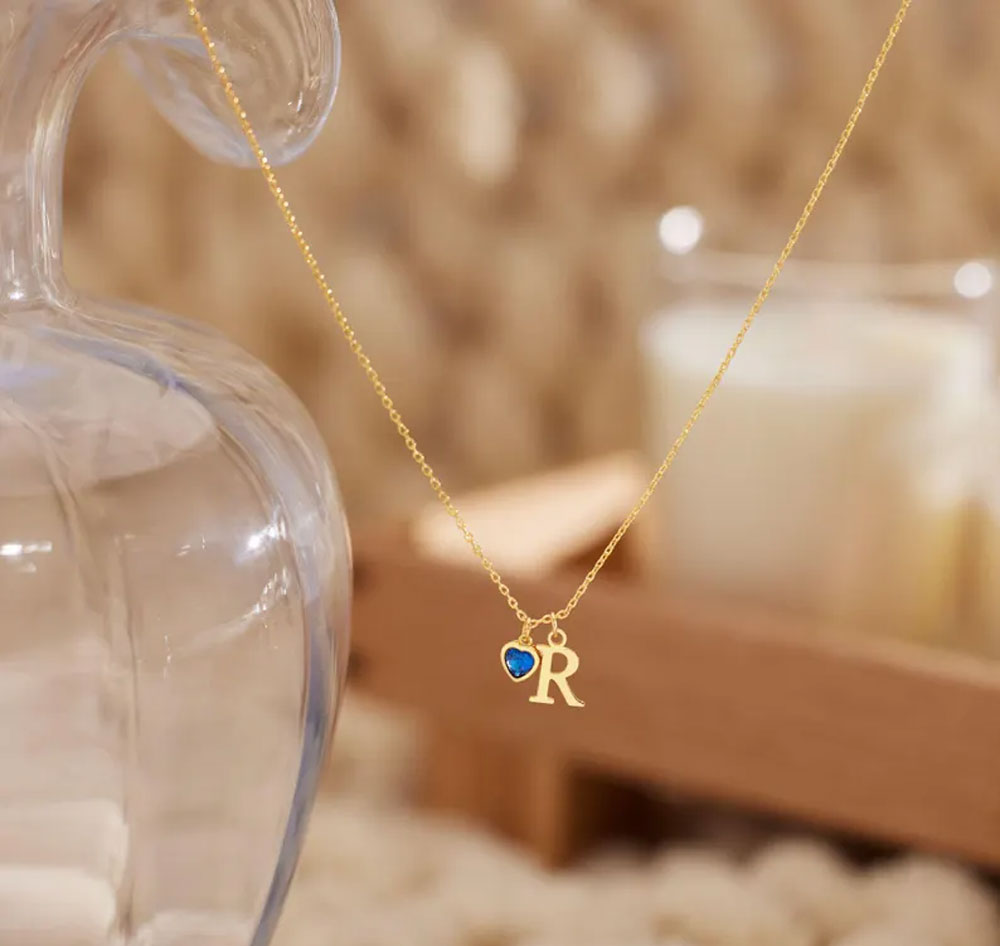 Hydro Quartz Heart Shape Custom Name Pendant Handmade Silver Necklace