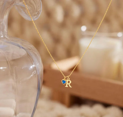 Hydro Quartz Heart Shape Custom Name Pendant Handmade Silver Necklace