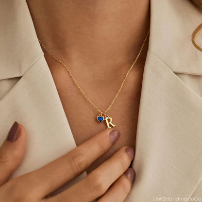 Hydro Quartz Heart Shape Custom Name Pendant Handmade Silver Necklace