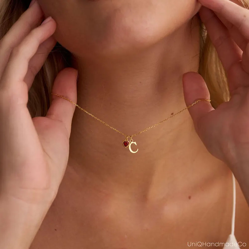 Hydro Quartz Heart Shape Custom Name Pendant Handmade Silver Necklace