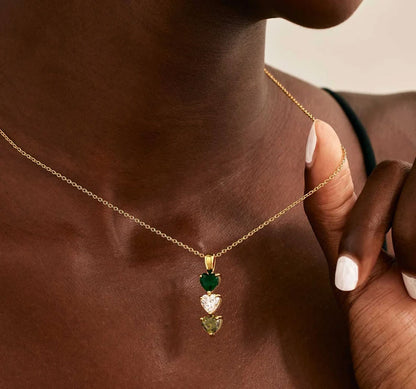 Silver Rhodium Plated Necklace 8MM Heart Shape Hydro Quartz Pendant