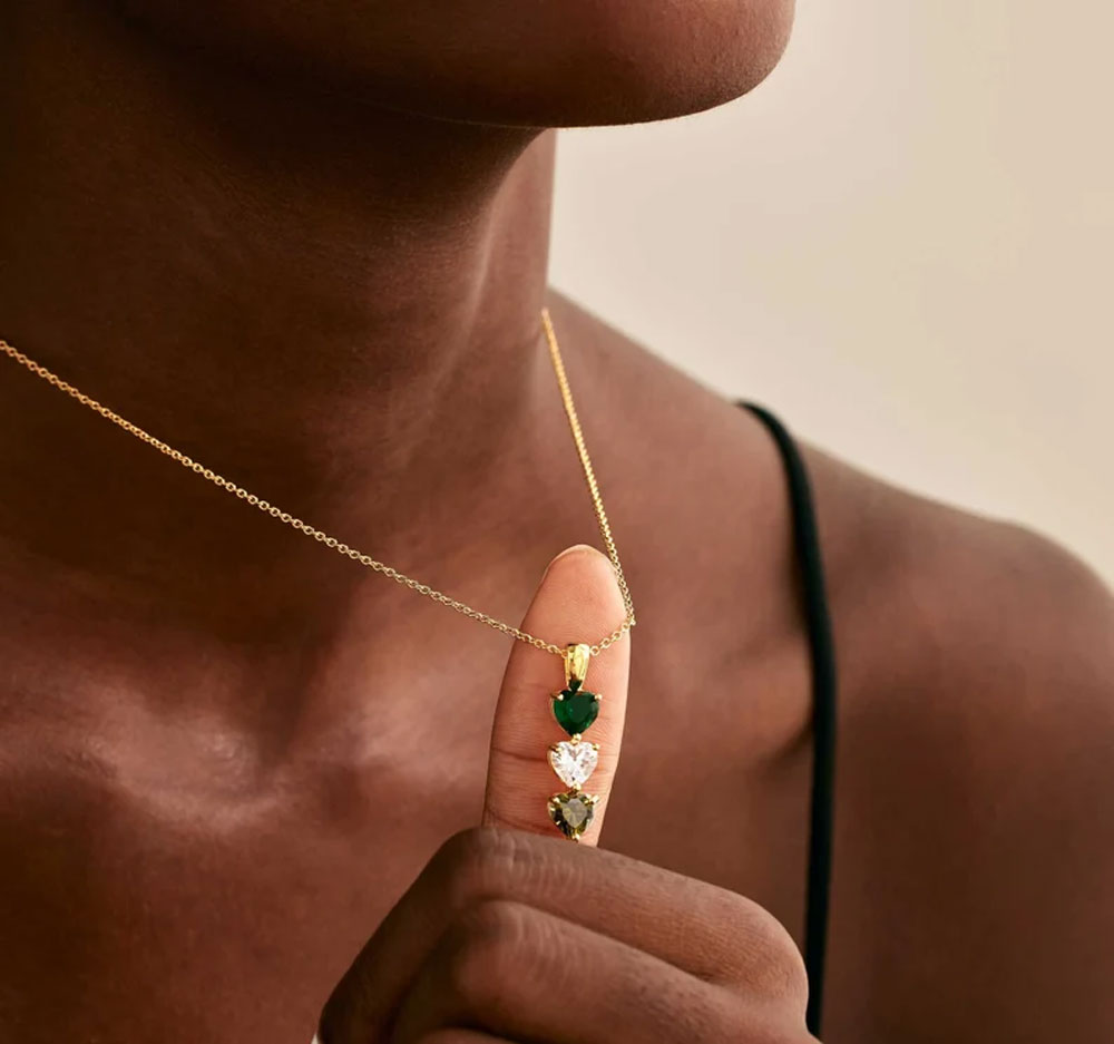 Silver Rhodium Plated Necklace 8MM Heart Shape Hydro Quartz Pendant