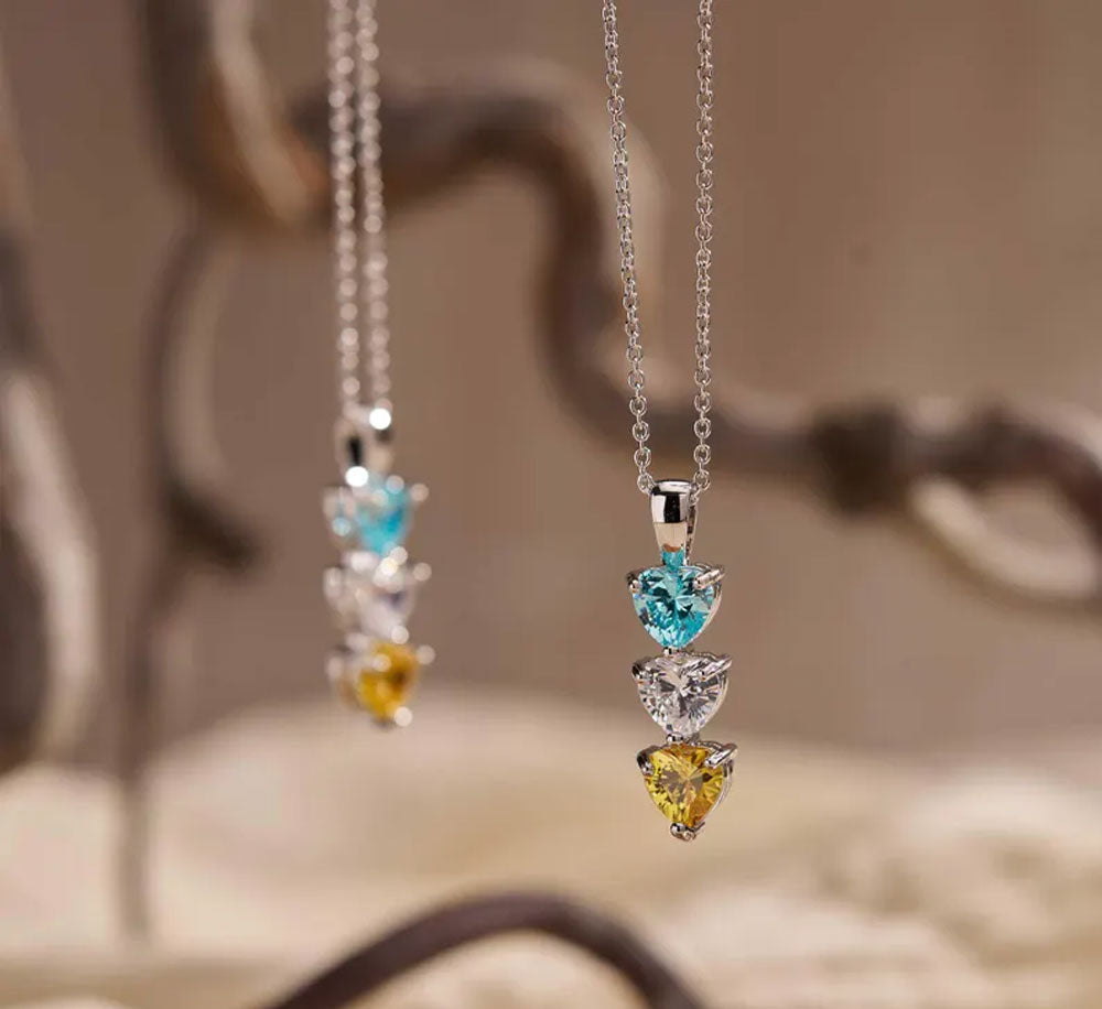 Handmade Silver Necklace Hydro Quartz Heart Shape Custom Name Pendant