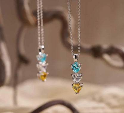 Handmade Silver Necklace Hydro Quartz Heart Shape Custom Name Pendant