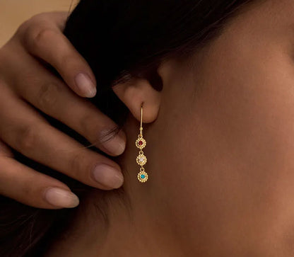 Brass Dangle Earrings with Hydro Quartz | 5MM