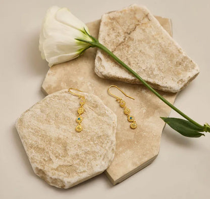 Brass Dangle Earrings with Hydro Quartz | 5MM