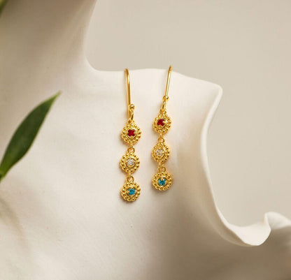 Brass Dangle Earrings with Hydro Quartz | 5MM