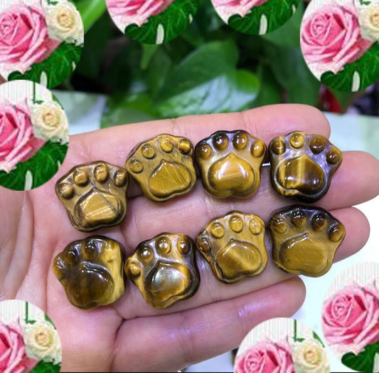 Handmade Carving Gemstone Palm Shape 15To20MM Tiger Eye Palm Natural Carving Stone For Used Making Jewelry