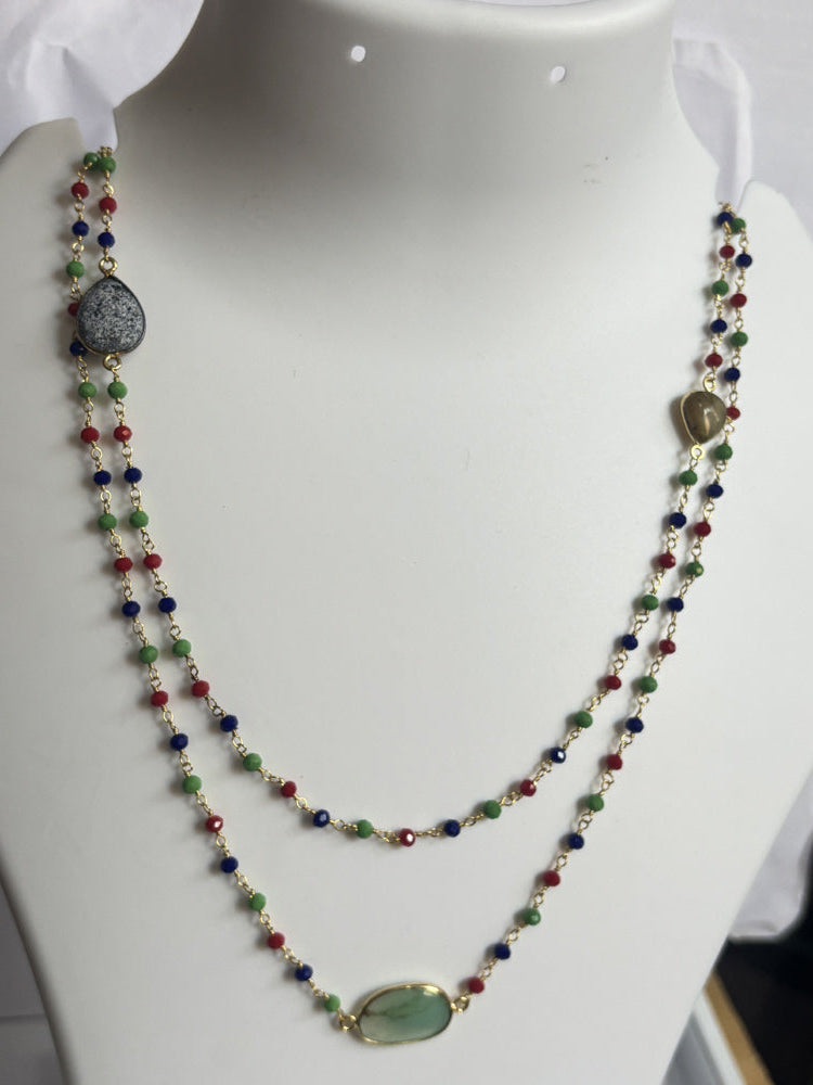 Crafted By Hand Metal Necklace Mux Stone like A 10To15mm Amethyst With 3mm Pristine Onyx Beads Gems Bezel With Drilled Set Metal Brass Necklace Jewelry