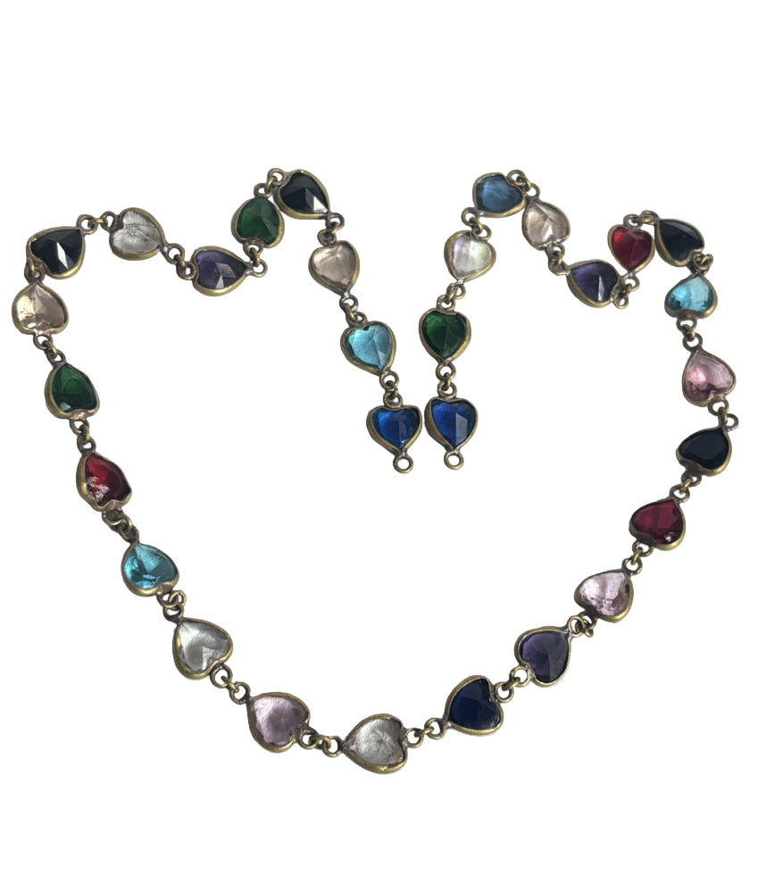 Handmade 8mm Multi Color Quartz Beads Gems Heart Shape Metal Chain Necklace Bezel With Drilled Set Jewelry For Women Gift Metal Brass Necklace Jewelry