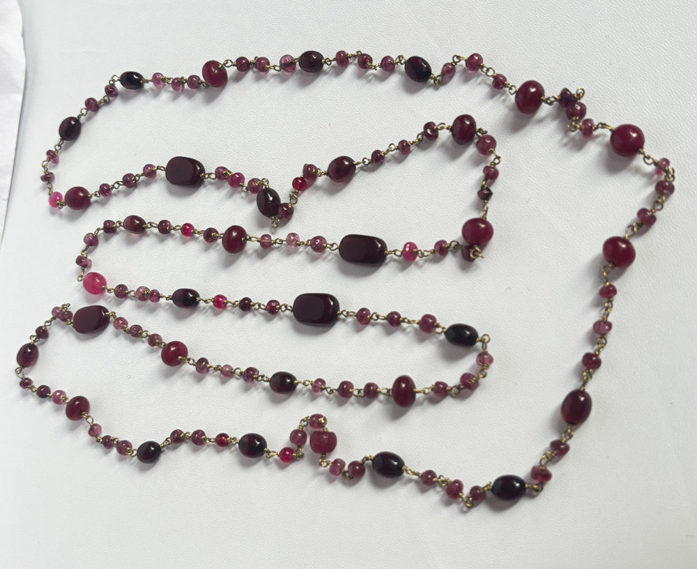 Handmade 3To11mm Natural Garnet Cut Beads Gems Uneven Shape Metal Chain Necklace Bezel With Drilled Set Jewelry For Women Gift Metal Brass Necklace Jewelry