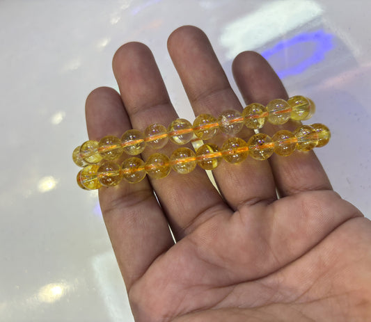 Handmade Brass Adjustable Bracelet 8mm Citrine Natural Beads Gems Drilled Set Fashion Bracelet For Women Gift