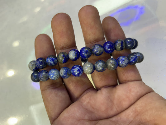 2025 Trendy Handmade Brass Adjustable Bracelet 8mm Lapis Lazuli Natural Beads Gems Drilled Set Fashion Bracelet For Women Gift's