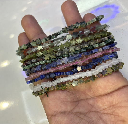 2025 Trendy Handmade Adjustable Bracelet 3mm Multicolor Star Beads Natural Beads Gems Drilled Set Fashion Bracelet For Women Gift's