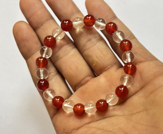 Trendy Handmade Adjustable Bracelet 8mm Crystal With Red Onyx Beads Natural Beads Gems Drilled Set Fashion Bracelet For Women Gift's