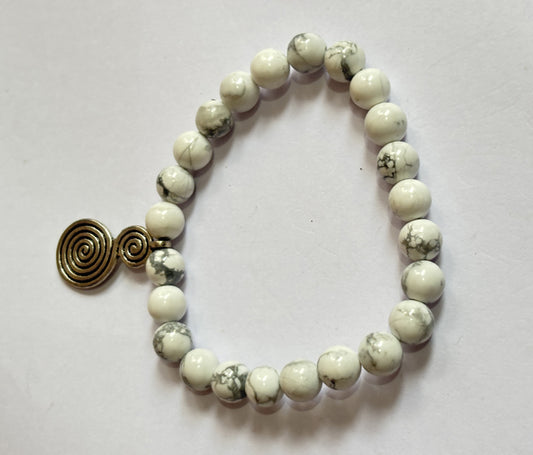 Handmade Adjustable Bracelet 8mm Metal Spiral Beads Natural Howlite Beads Gems Drilled Set Fashion Bracelet For Women Gift's