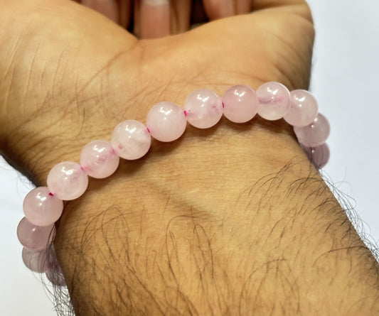 Trendy Handmade Adjustable Bracelet 8mm Natural Rose Quartz Beads Gems Drilled Set Fashion Bracelet For Happy Birthday Gift's