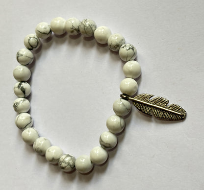 Adjustable Bracelet 8mm Natural Howlite Beads Gems Handmade Drilled Set Fashion Bracelet For Happy Birthday Gift's