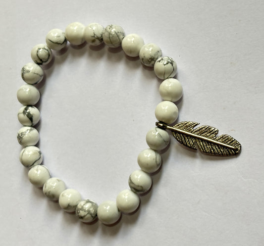 Adjustable Bracelet 8mm Natural Howlite Beads Gems Handmade Drilled Set Fashion Bracelet For Happy Birthday Gift's