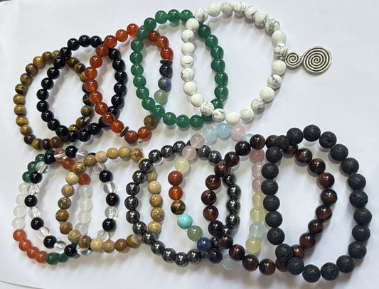 Adjustable Bracelet 8mm Natural Multicolor Beads Gems Handmade Drilled Set Fashion Bracelet For Happy Birthday Gift's