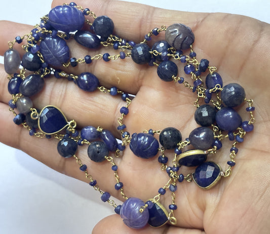 Handmade 3T10mm Natural Amethyst Beads Gems Uneven Shape Metal Chain Necklace Bezel With Drilled Set Jewelry For Women Gift Metal Brass Necklace Jewelry