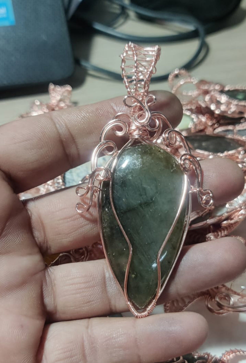 Handmade 30To35MM Uneven Shape Jasper Gemstone Metal Pendant Bezel With Wire Wrapped Tree Set For Happy Birthday Gift For Wife For Her Metal Brass Pendant