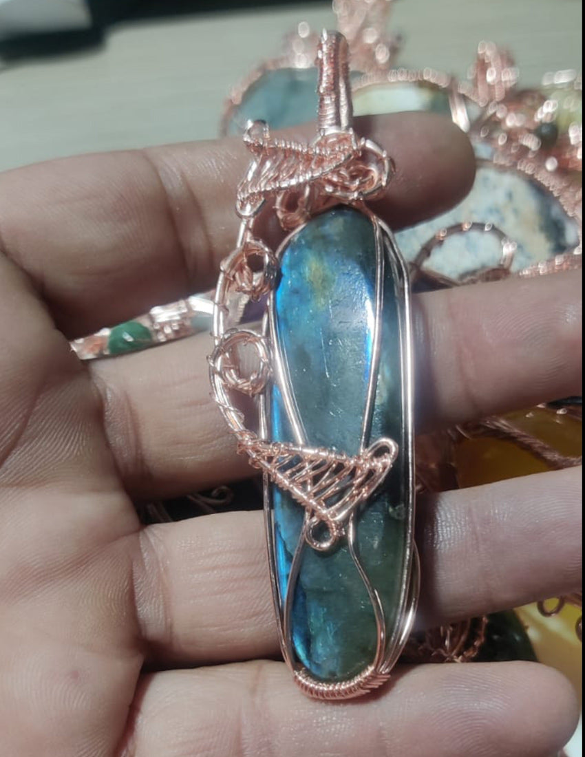 Handmade 30To35MM Uneven Shape Jasper Gemstone Metal Pendant Bezel With Wire Wrapped Tree Set For Happy Birthday Gift For Wife For Her Metal Brass Pendant