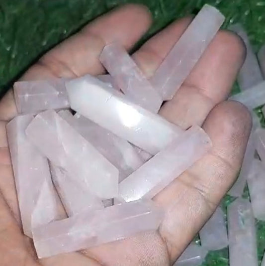 30To40MM Rose Quartz Loose Gemstone Pencil Shape Handmade Natural Stone Making For Jewelry