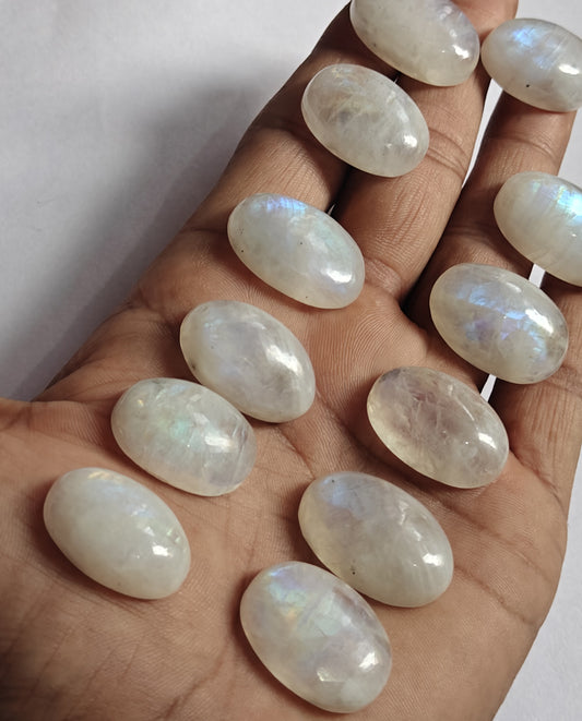 15To20MM Rainbow Moonstone Loose Gemstone Oval Shape Handmade Natural Stone Making For Jewelry