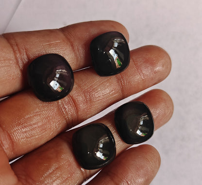 Trendy 2025 10To15MM Black Obsidian Loose Gemstone Square Shape Handmade Natural Stone Used Making For Jewelry