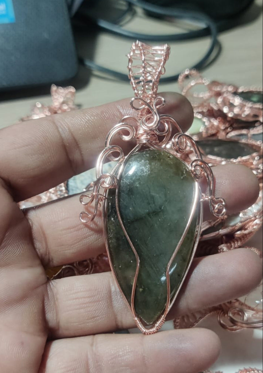New Trendy Handmade 30To35MM Oval Shape Fancy Jasper Gemstone Metal Pendant Bezel With Wire Wrapped Set For Happy Birthday Gift For Wife For Her Metal Brass Pendants