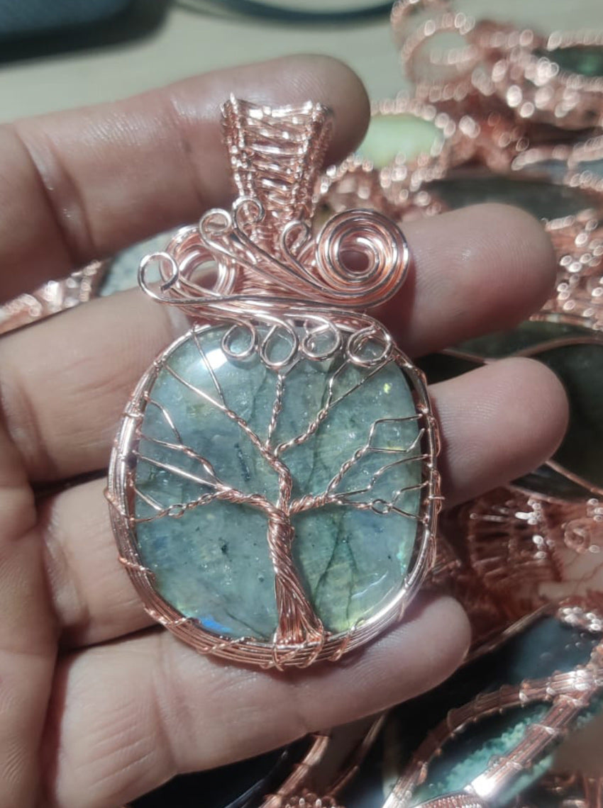 Handmade 30To35MM Pear Shape Agate Gemstone Metal Pendant Bezel With Wire Wrapped Set For Happy Birthday Gift For Wife For Her Metal Brass Pendants