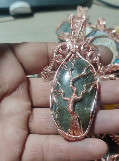 New Trendy 2025 Handmade 10To15MM Round Shape Blue Lace Agate Gemstone Metal Pendant Bezel With Wire Wrapped Set For Happy Birthday Gift For Wife For Her Metal Brass Pendants