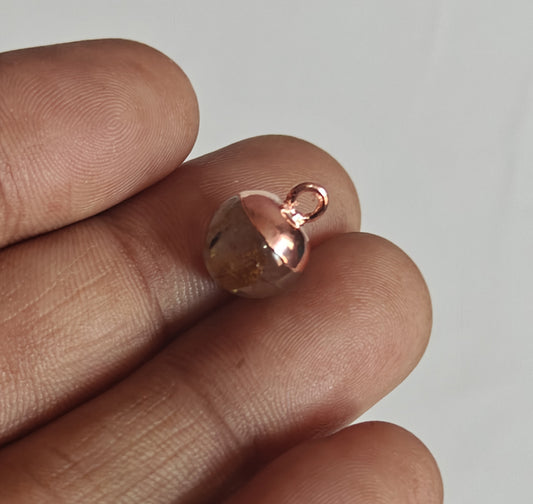 8To12mm Golden Rutile Raw Gemstone Pendant Brass Golden Color Electroplated Setting Pendant Drop Shape Pendant For Happy Birthday Gift's Pendant