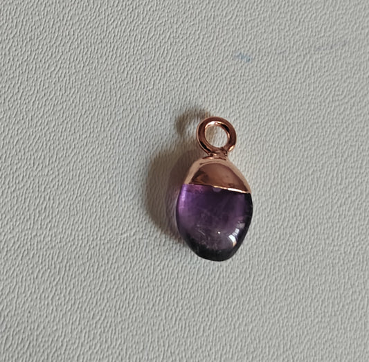 8To12mm Amethyst Raw Gemstone Pendant Brass Golden Color Electroplated Setting Pendant Drop Shape Pendant For Happy Birthday Gift's Pendant
