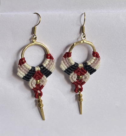 Earrings 1.5–2 Inch | Golden Brass, Mixed Color Threads